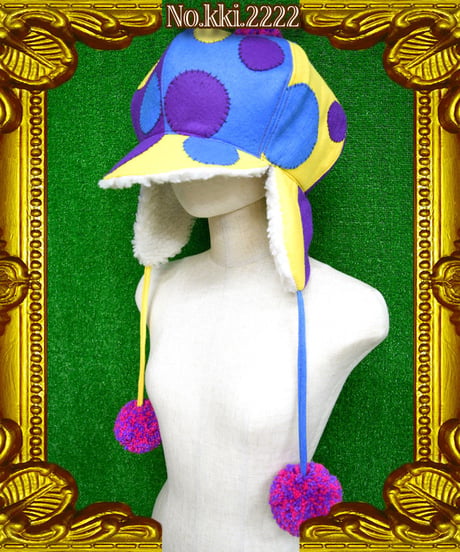 kki.2222　パッチワークDOTポップカラーフェルトジェットCap。