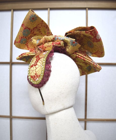 kki.2570　【KIMONO Custom】モダン帯おリボンカチューシャヘッドドレス。