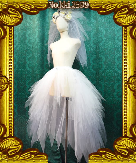 kki.2399　ハロウィンの花嫁チュールバッスル＆ベールカチューシャset。