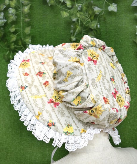 kki.2309　Pritty Cat Doll ボンネット、コルセット、ドロワーズ、フリルケープ、4点Set。
