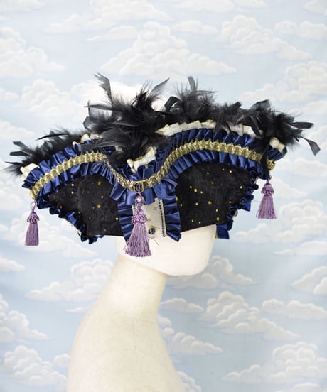 kki.2143　星屑とリボンのスクエアコーンHAT。