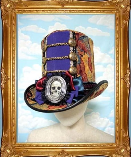 kki.1843　髑髏ロゼッタハイクラウンシルクHAT 。