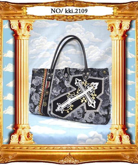 kki.2109　勲章とクロスの王冠と薔薇ロイヤルBAG。