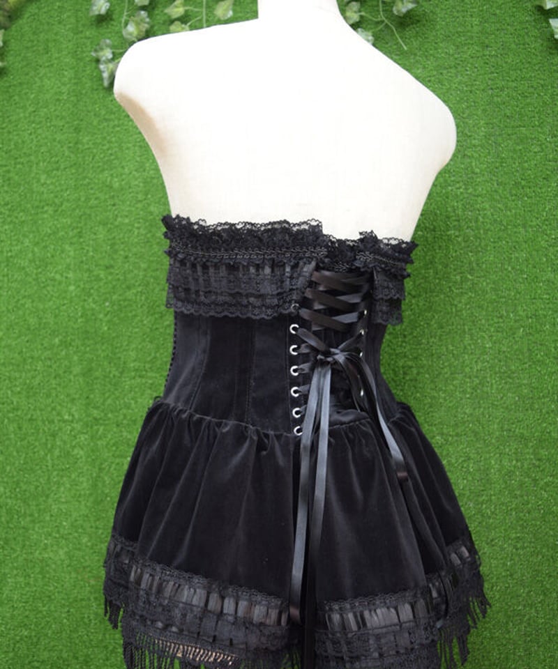 EXCENTRIQUE 薔薇柄ブラックコルセット EXCENTRIQUE 薔薇柄ブラックコルセット 君津市製】 Enchanted