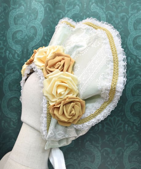 kki.2539　メリーゴーランドと薔薇のドレスボンネット。＜ミント＞