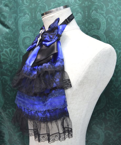 kki.2393　青と黒のリボンボリュームジャボ。