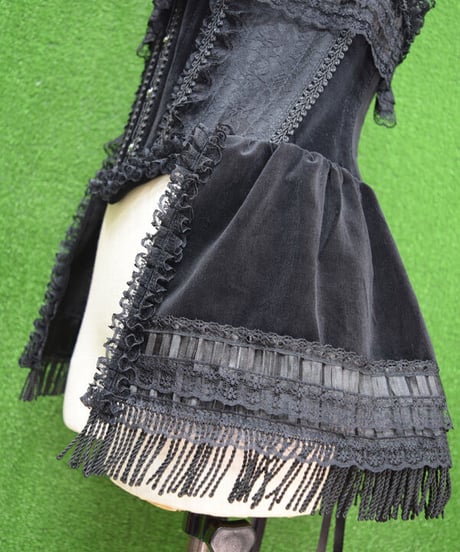 kki.2310　ブラックベルベットバッスルウエストコルセット。
