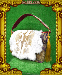 kki.2236　ヴィンテージジャガードラビットファーBAG。＜ムラサキ＞