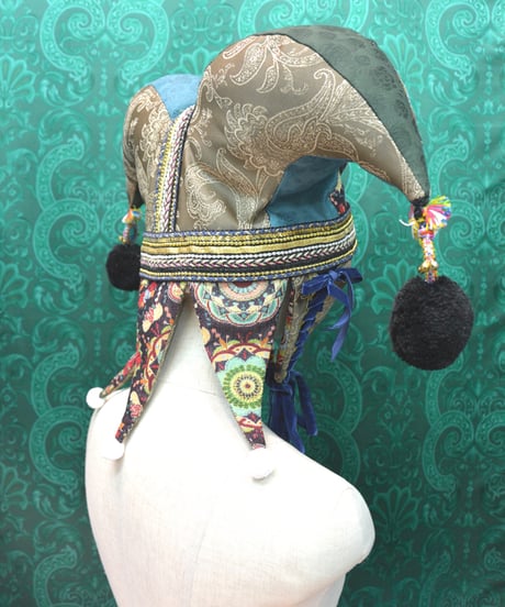 kki.2646　ゴブランとジャガードのヴィンテージCLOWNジェスターHAT。