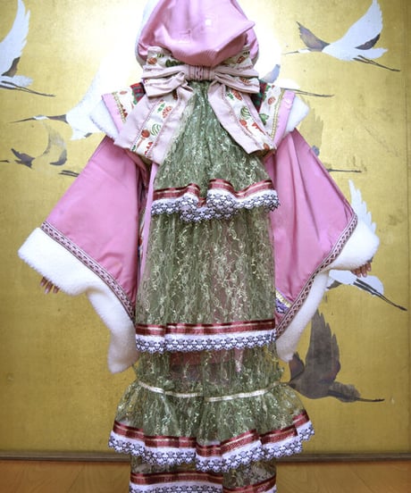 kki.2550　【KIMONO Custom】うさ耳ボアとレースバッスルピンクの羽織。