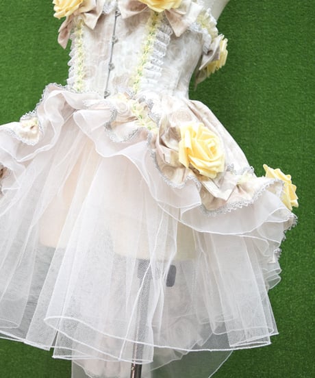 kki.2248　アンティークローズロココバッスルウエストコルセット/ボンネットSet。