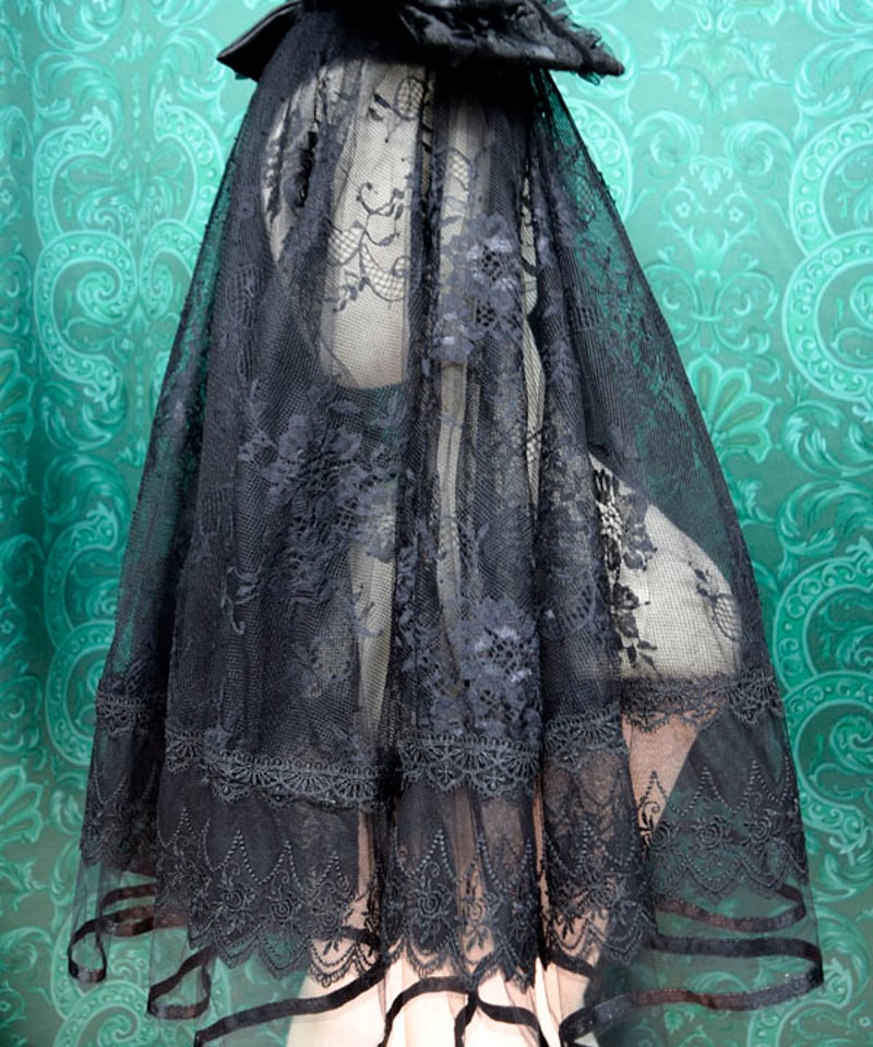 operetta様　黒小花のオールインワン・ヘッドドレス・bag ぐりっこ服 kki.2584 ブラックベールゴーストヘッドドレス。 | 危機裸裸商店WEBSHOP