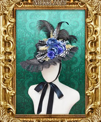 kki.2725　ダイヤチェックと青い薔薇のドレスHAT。