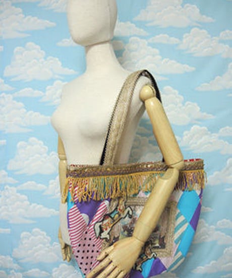 kki.1763　ヴィンテージパッチワークトートBAG。