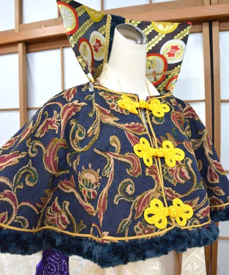kki.2610　【KIMONO Custom】振袖のロング羽織りドレスとゴブランケープ。