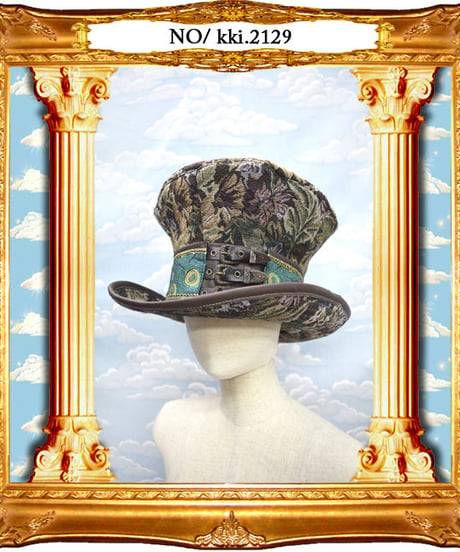 kki.2129　孔雀とゴブランのグラモフォンシルクHAT。