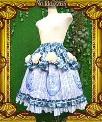 kki.2265　アンティークキャットリボンローズフリルスカート。＜ブルー＞