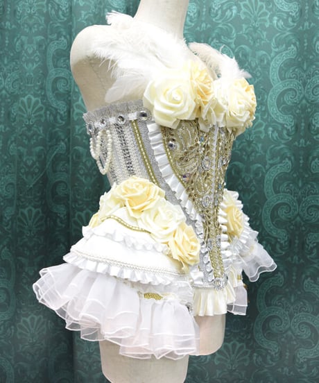 kki.2424　薔薇と白鳥のコルセット。（Dangerous nudeコルセットリメイク）