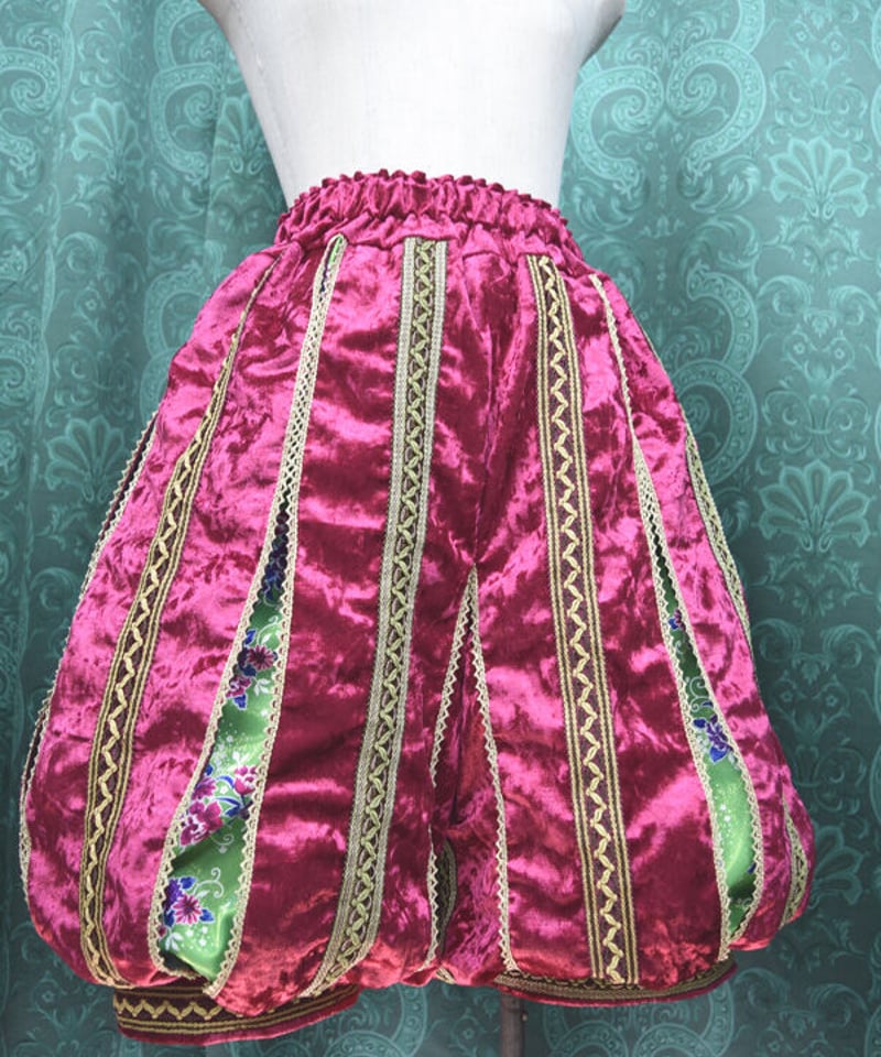 kki.2440 ボックスプリーツのロマンチックなかぼちゃパンツ