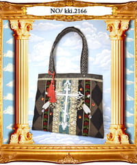 kki.2166　十字架と蜂のトートBAG。＜ブラック＞