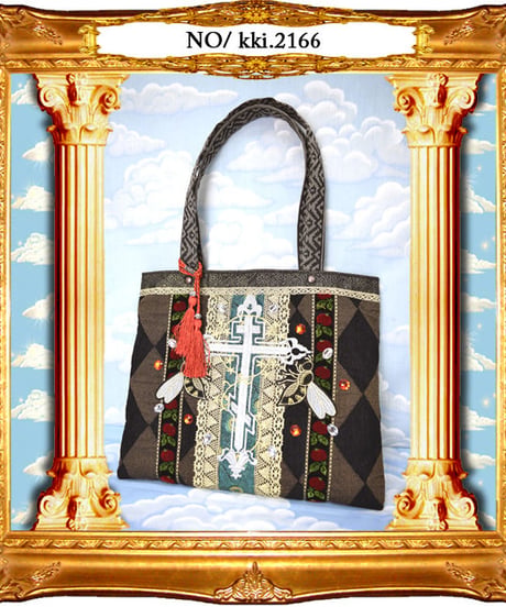 kki.2166　十字架と蜂のトートBAG。＜ブラック＞