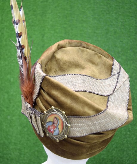 kki.2229　キジの羽根のヴィンテージクラッシュHAT。