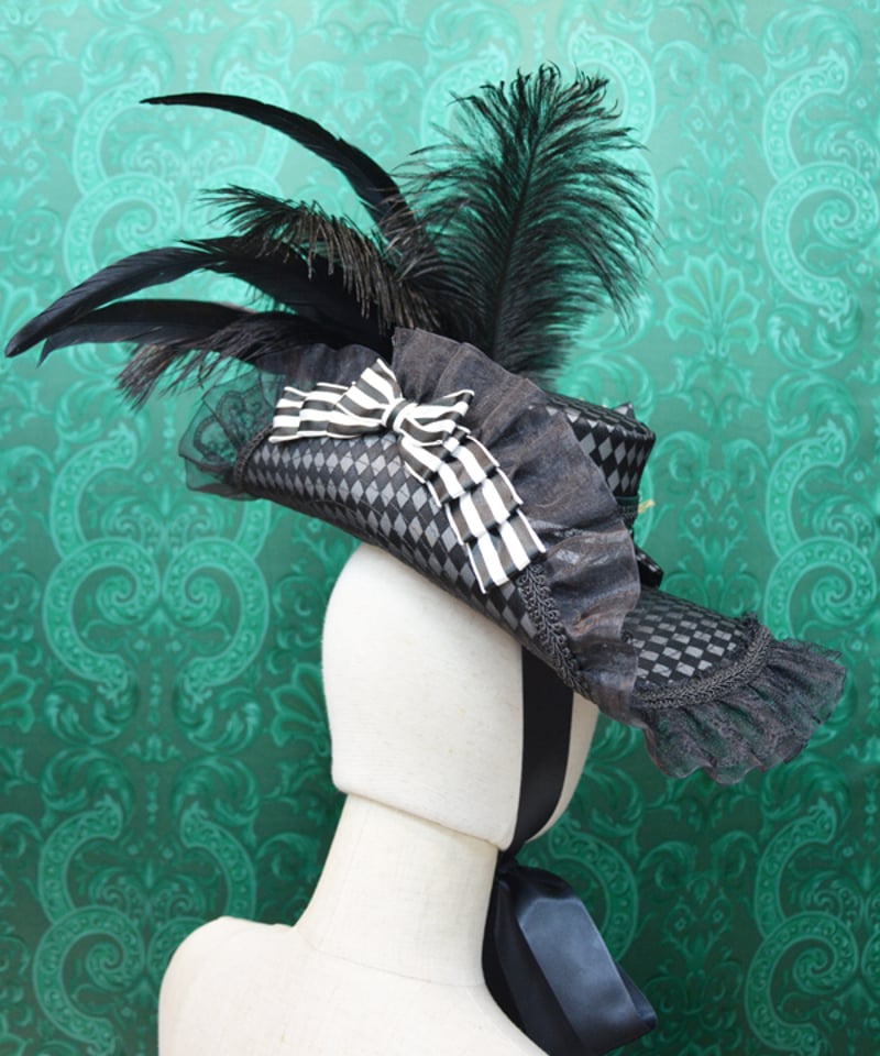 kki.2725 ダイヤチェックと青い薔薇のドレスHAT。 | 危機裸裸商店WEBSHOP