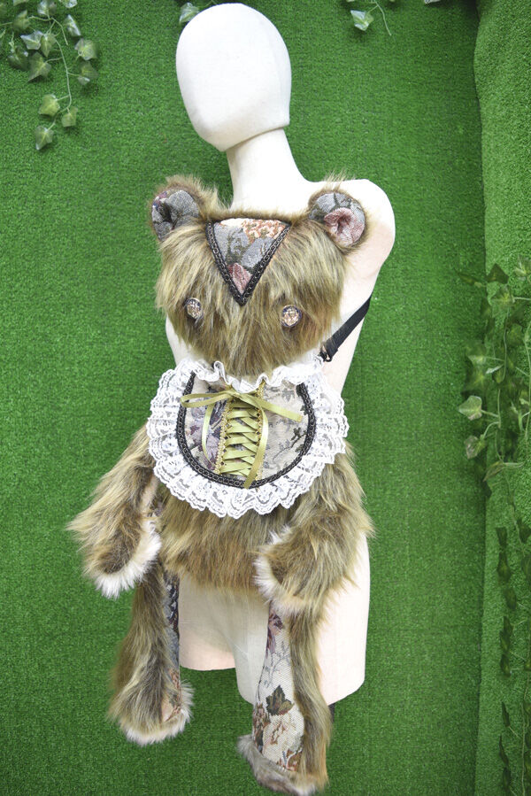 kki.2323 三つ子のゴブランまえかけくまちゃんBAG。＜真ん中