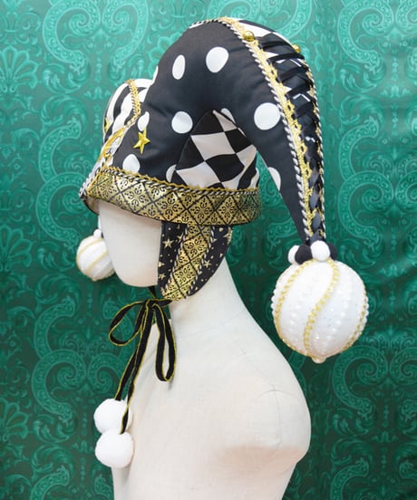 kki.2731　MONOKURO GOLD 道化師のジェスターHAT。