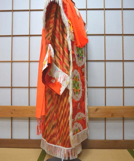 kki.2609　【KIMONO Custom】オレンジのロング羽織り。