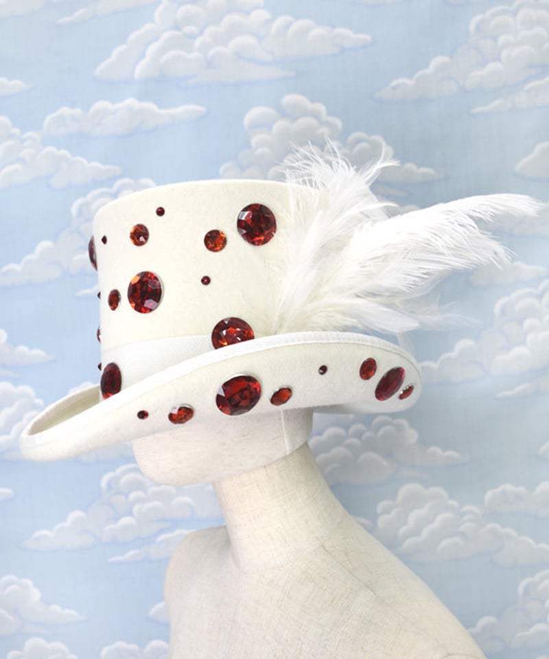 kki.2134 赤のドットクリスタルホワイトシルクHAT。 | 危機裸裸商店WEBSHOP kki.2134 赤のドットクリスタルホワイトシルクHAT。 | 危機裸裸商店WEBSHOP