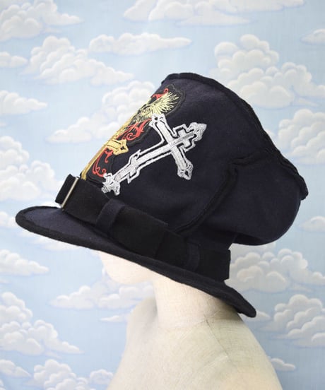 kki.2101　クロスワッペンニットクラッシュマッドシルクHAT。
