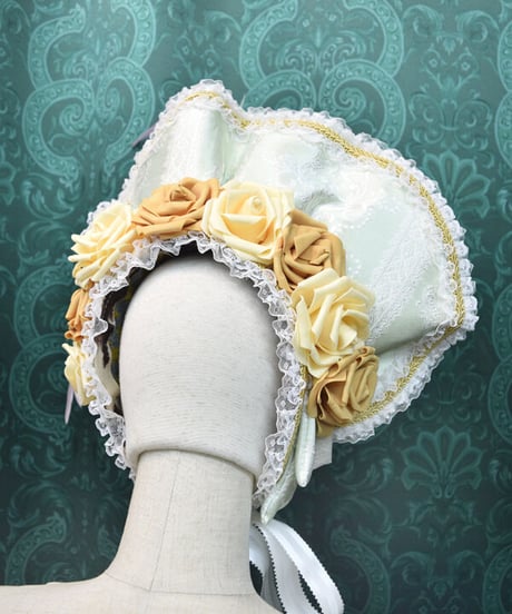 kki.2539　メリーゴーランドと薔薇のドレスボンネット。＜ミント＞