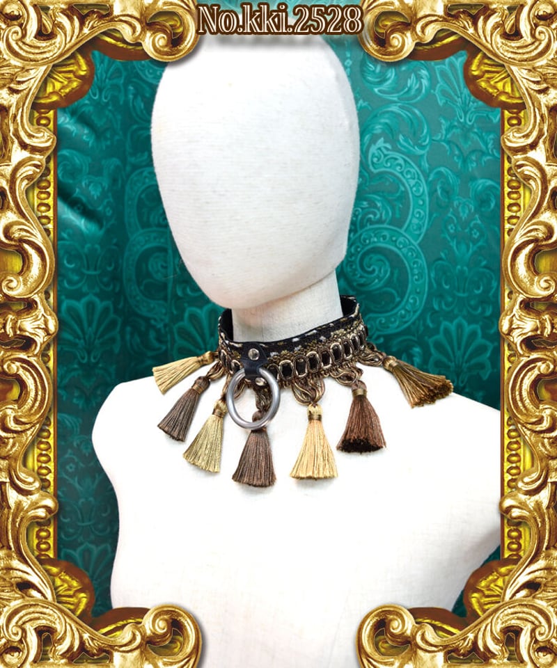kki.2528 レオパードゴブランとタッセルの奴隷首輪。 | 危機裸裸商店