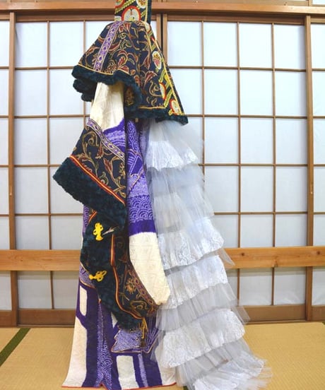 kki.2610　【KIMONO Custom】振袖のロング羽織りドレスとゴブランケープ。