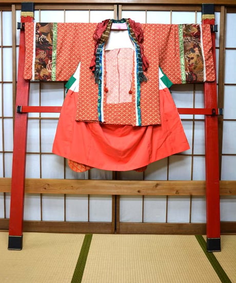 kki.2613　【KIMONO Custom】緑黄色着物羽織。