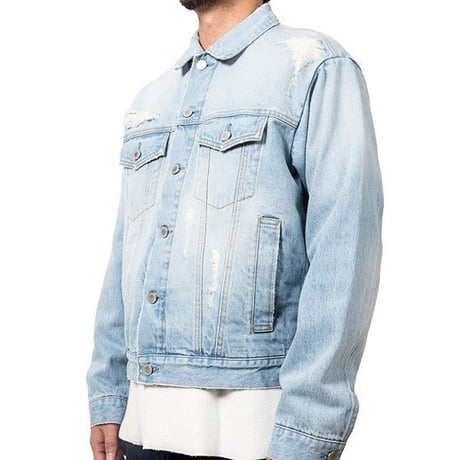 14oz DAMAGED JEAN JACKET / GREY / 11B18JK04MT