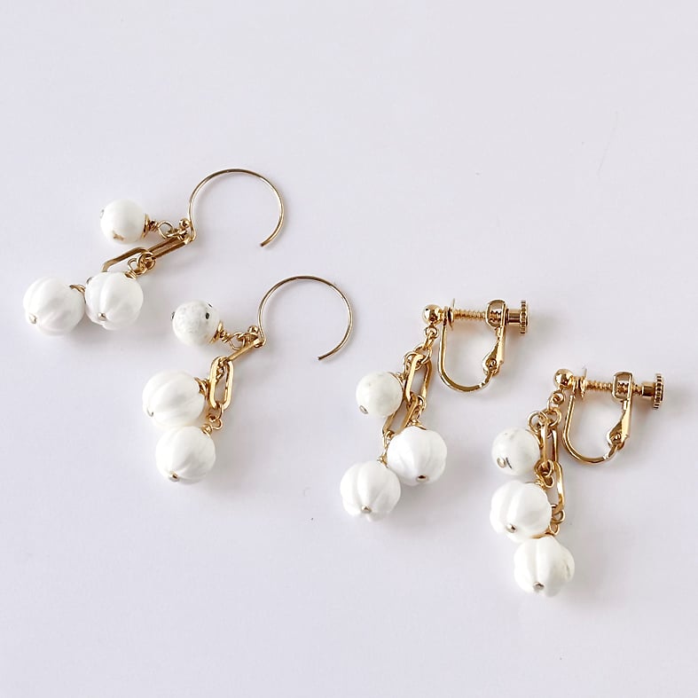 No.127 さくら ミナペルホネン風 レース ピアス イヤリング 蕾のようなピアス/イヤリング｜25-2-005-P/E | CO＊STARRING