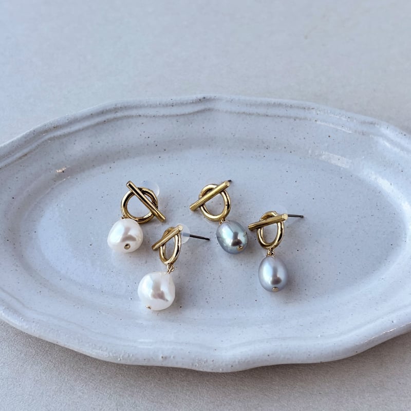 【No.650-a】気まぐれ 淡水パール　天然石　唯一無二のイヤリング/ピアス p0288.jpg