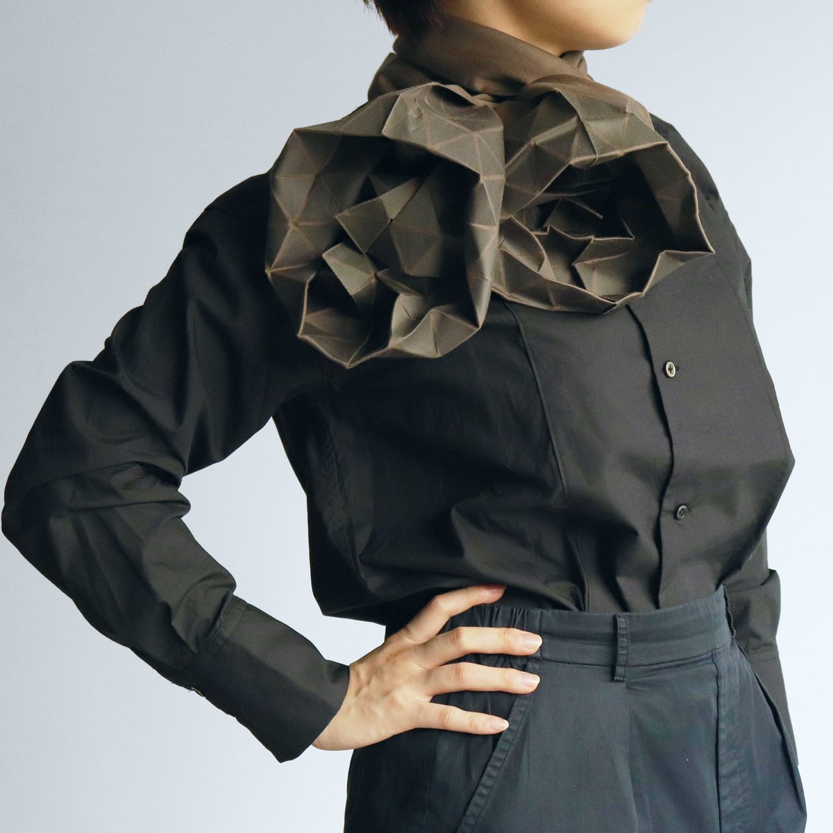 未使用◇MARUMASU◇マルマス◇折り紙スカーフ◇RED ◇丸枡染色 marumasu/折り紙スカーフ-ORIGAMI SCARF monomatopee/red