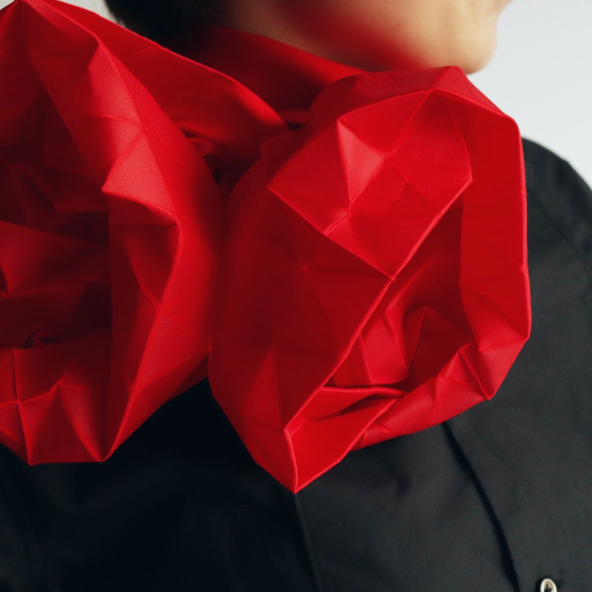 未使用◇MARUMASU◇マルマス◇折り紙スカーフ◇RED ◇丸枡染色 marumasu/折り紙スカーフ-ORIGAMI SCARF monomatopee/red