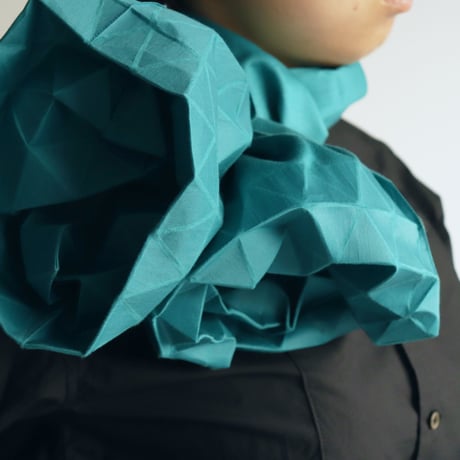 marumasu/折り紙スカーフ-ORIGAMI SCARF monomatopee/turquoise