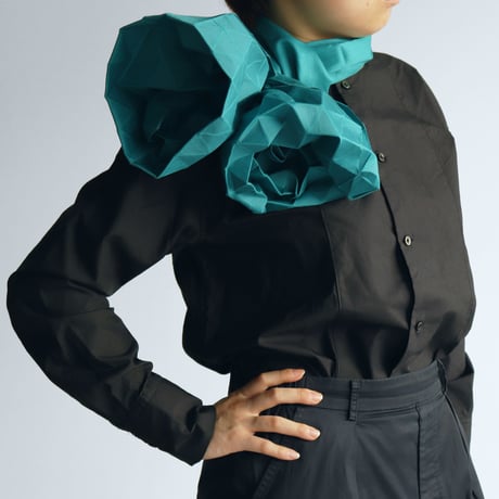 marumasu/折り紙スカーフ-ORIGAMI SCARF monomatopee/turquoise