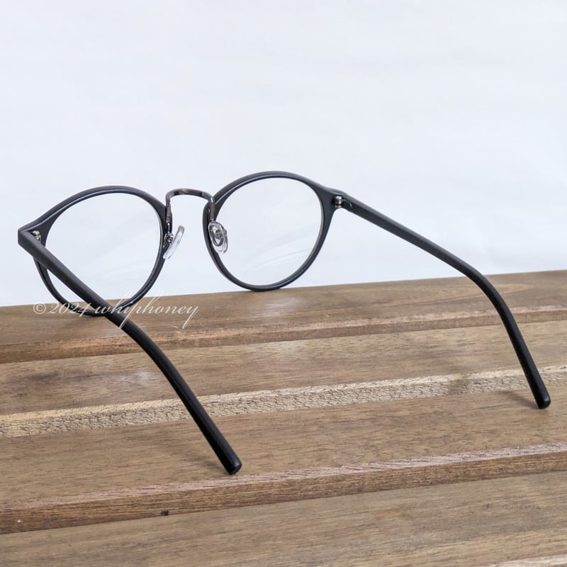 サングラス ラウンドボストンだて眼鏡 マットブラック フレーム クリア