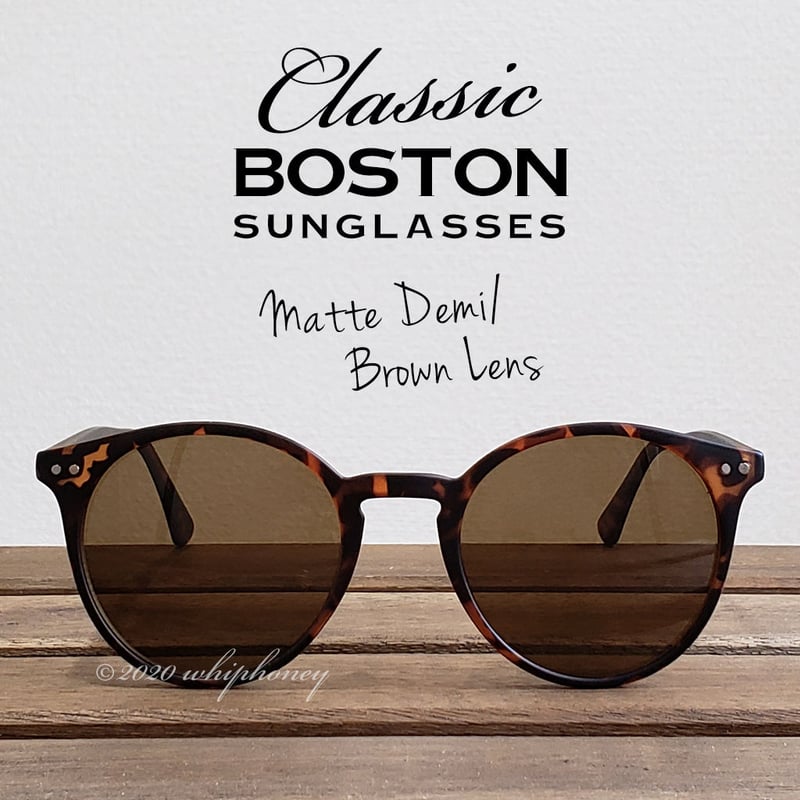 サングラス クラシックラウンドボストン マットデミブラウンレンズ