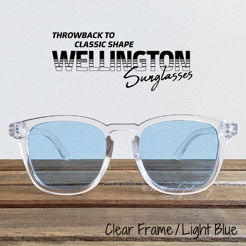 サングラス スクウェアウェリントン クリアフレーム ライトブルー