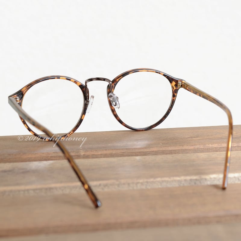 サングラス ラウンドボストンだて眼鏡 デミブラウン フレーム クリア