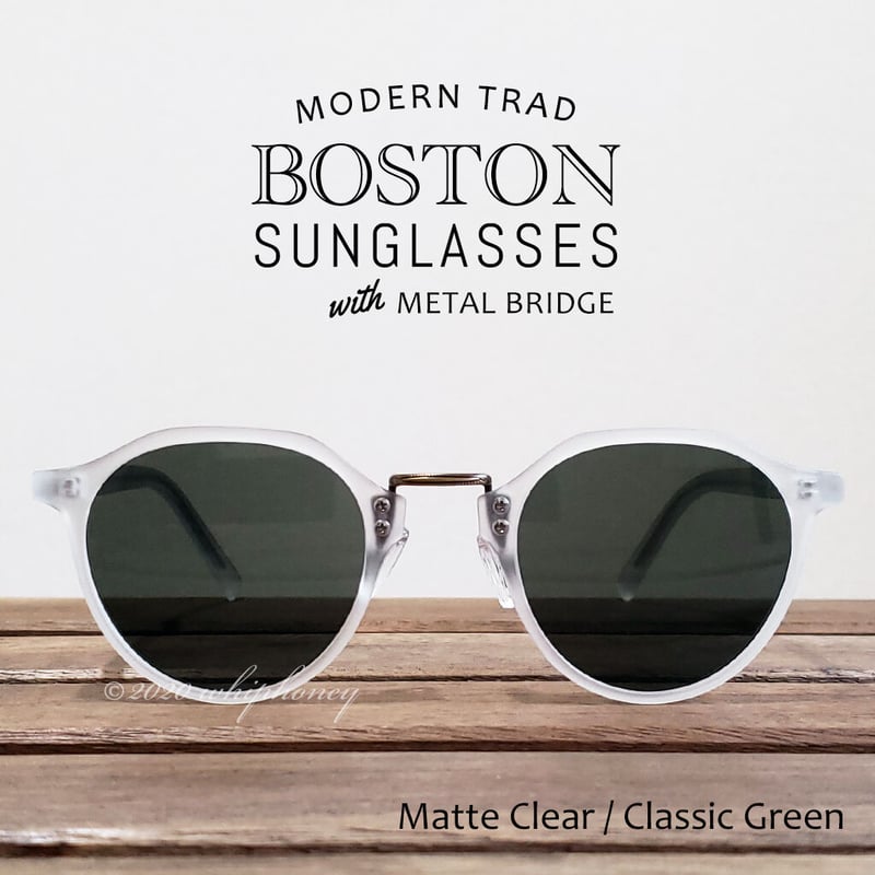 サングラス トラッドボストン眼鏡 マットクリアホワイトフレーム