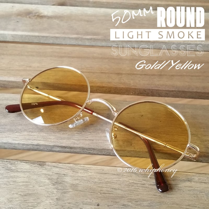 サングラス ゴールドフレーム 丸眼鏡 伊達メガネ ライトイエロー 送料