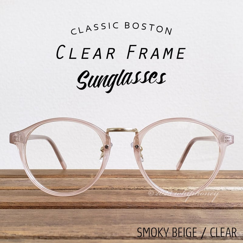 クリアフレーム ラウンドサングラス FLEX（フレックス）の「classic round clear frame sunglasses